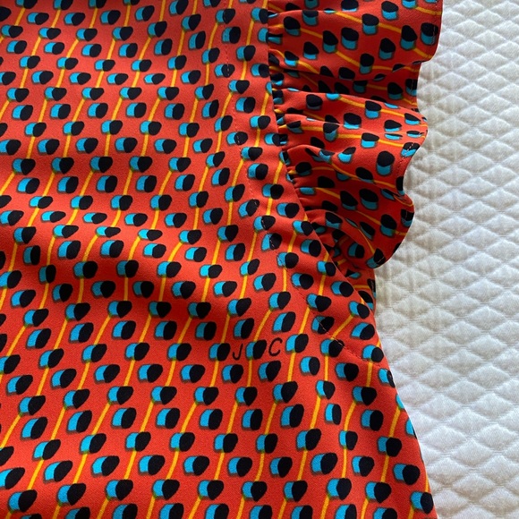 Juicy Couture Black Label printed fbutton up top with waist wrap/tie/bow medium - Picture 4 of 8